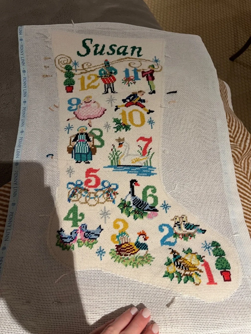ISO 12 Days of Christmas Needlepoint Stocking